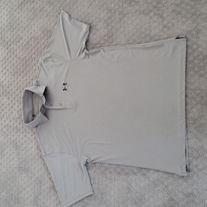 Men's light grey Under Armour Heatgear polo size L